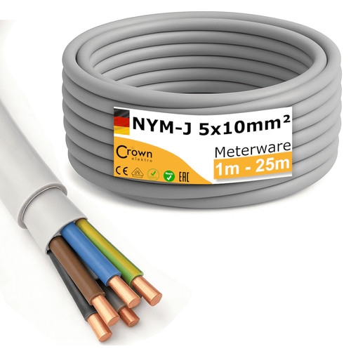Nym kabel 5x10mm meterware - nym, 5x10mm²